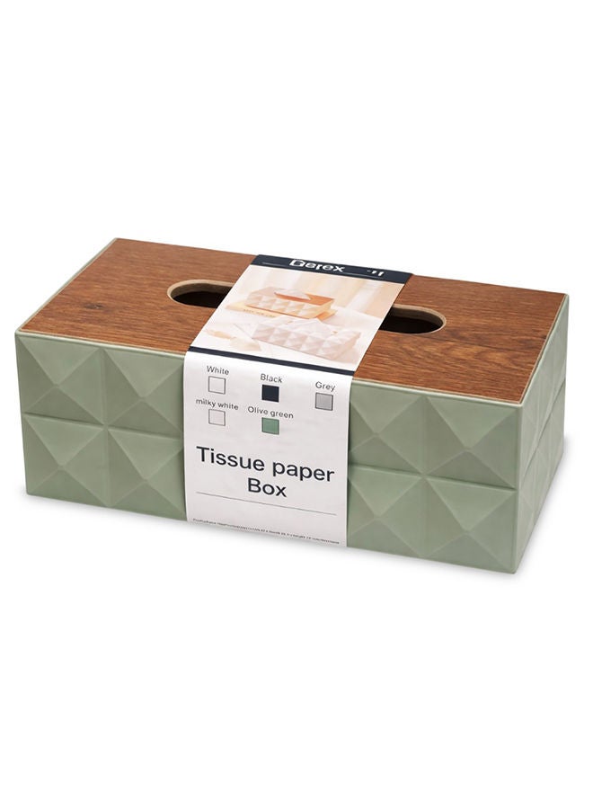Olive Green Beige Modern Tissue Box Cover with Lid – Decorative Rectangular Tissue Holder for Bathroom, Living Room, Bedroom & Office Beige